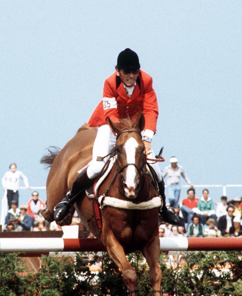 Canada`s Michel Vaillancourt rides Branch County in an equestrian event at the 1976 Montreal Olympic games